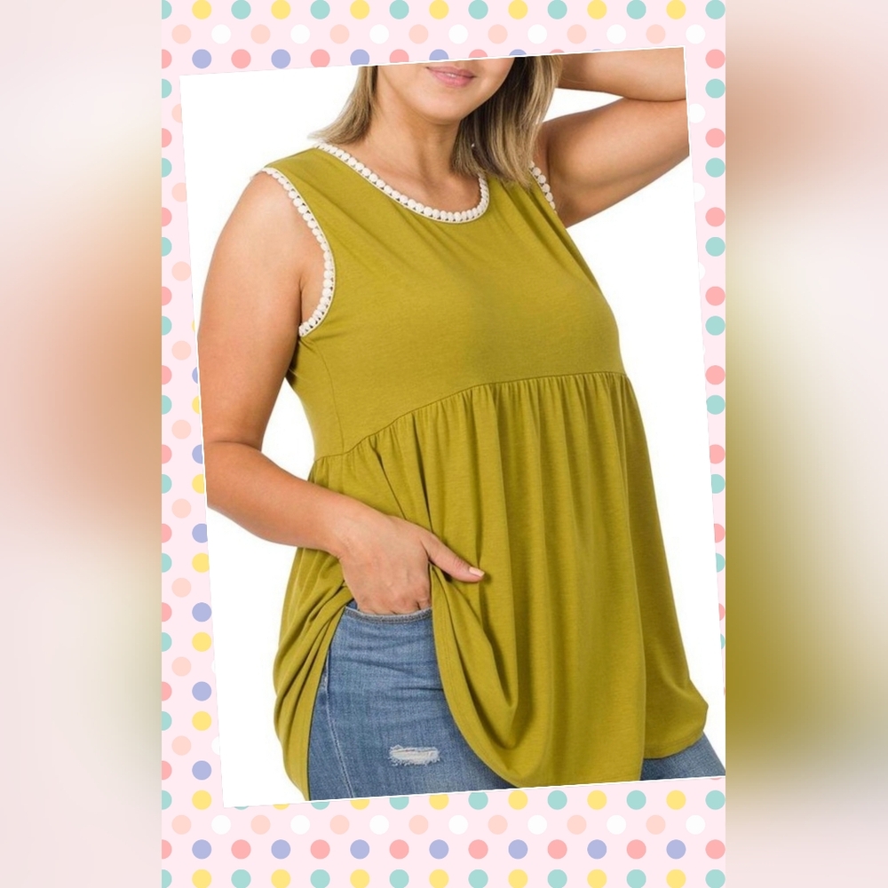 Zenana Babydoll Top- Olive